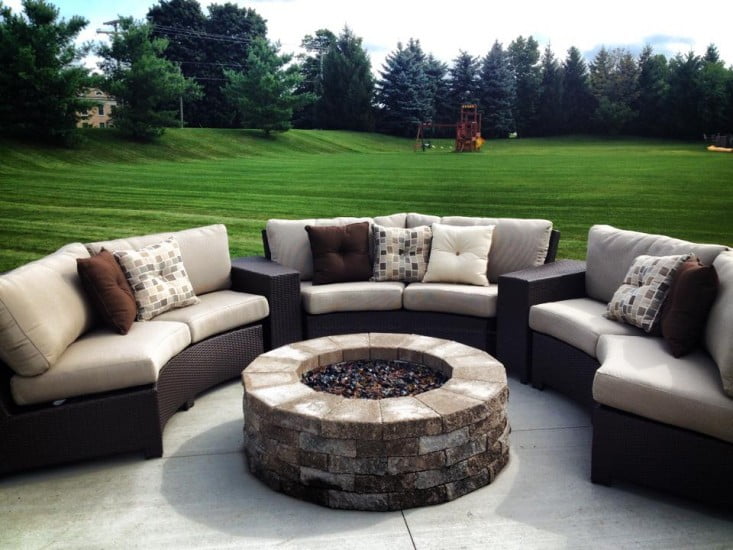 Bonita Collection - Sectional in Java With Fire Pit