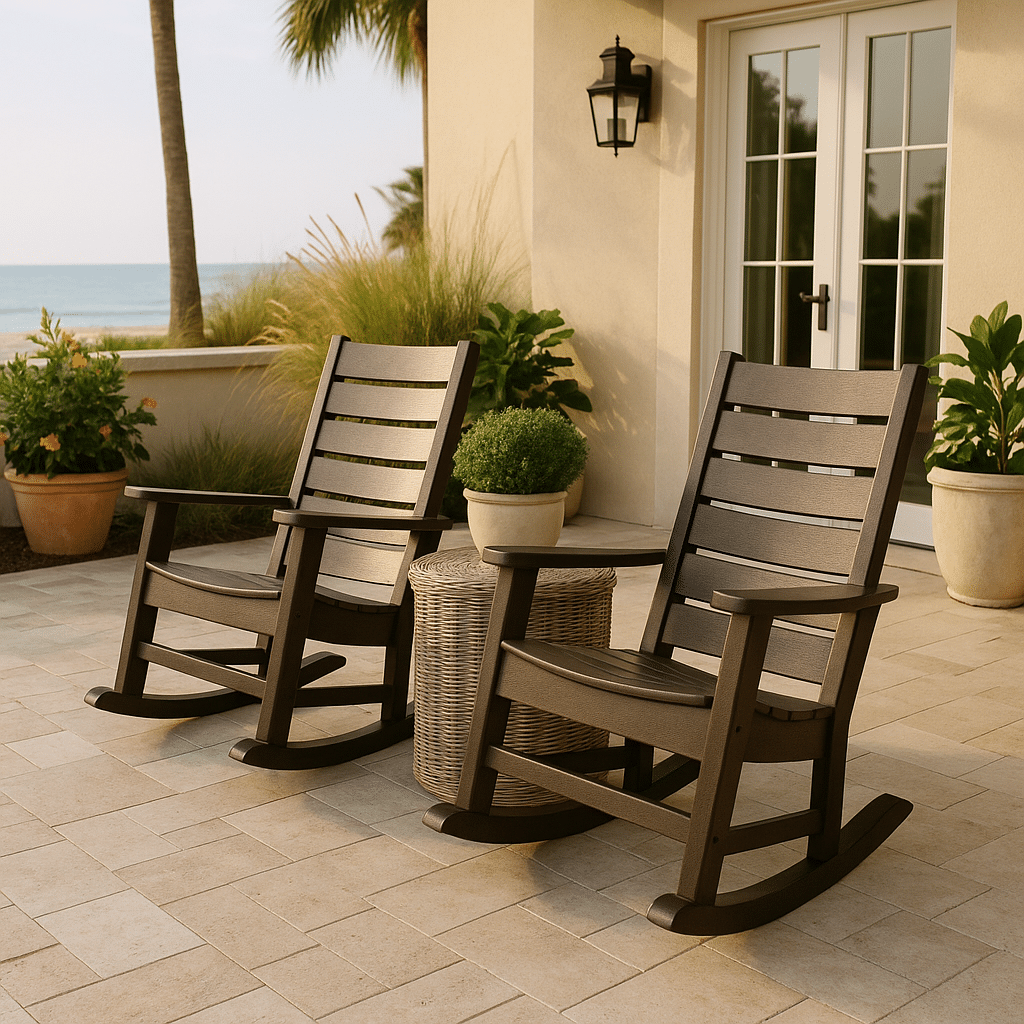 Poly Lumber Rockers for a late summer guest-ready South Florida patio