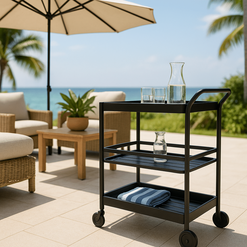 Outdoor Bar Carts for a late summer guest-ready South Florida patio