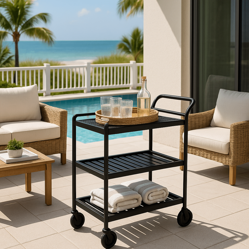 Outdoor Bar Carts for a late summer guest-ready South Florida patio