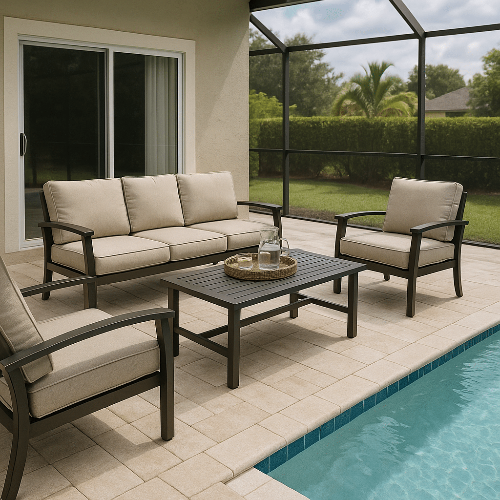 Vacation Rental Patio Furniture for a late summer guest-ready South Florida patio