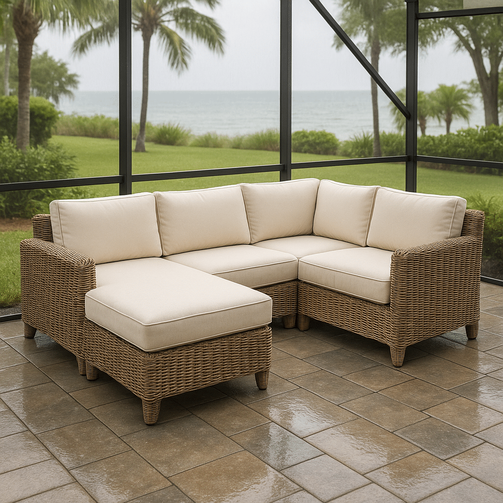 Wicker Sectional Layouts for a rainy season covered South Florida patio