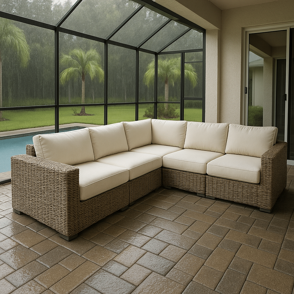 Wicker Sectional Layouts for a rainy season covered South Florida patio