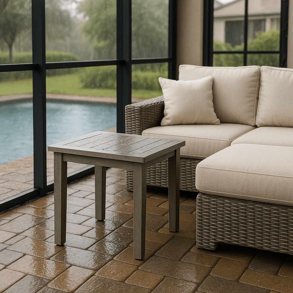 Outdoor End Tables for a rainy season covered South Florida patio