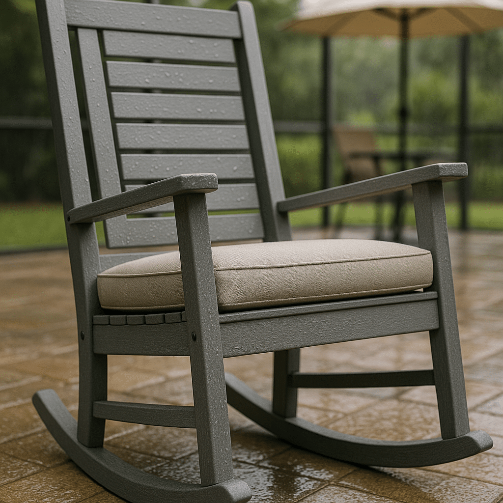 Poly Lumber Rockers for a rainy season covered South Florida patio