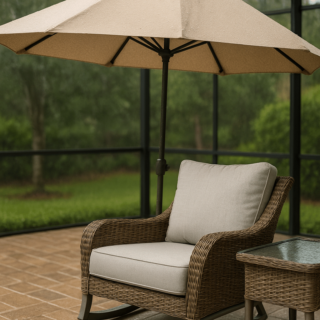 Umbrella Fabric Choices for a rainy season covered South Florida patio