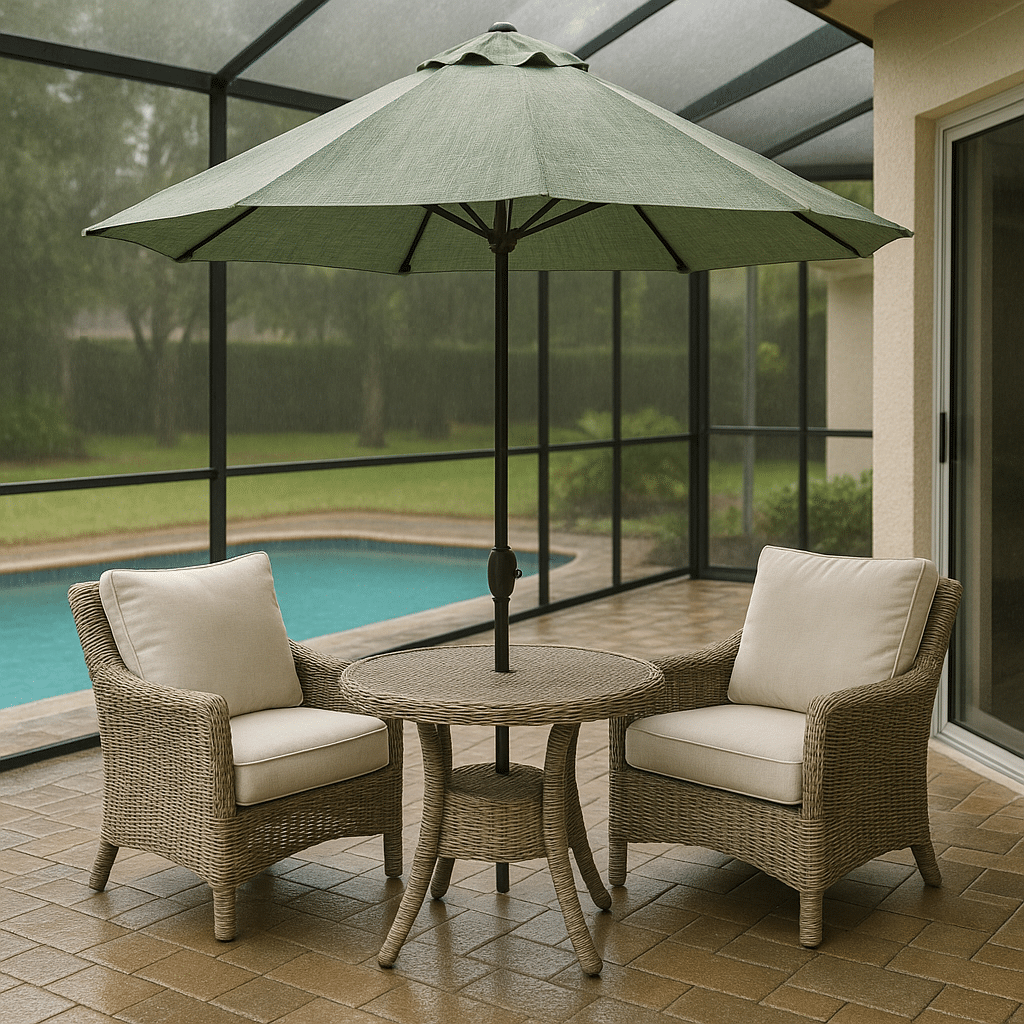 Umbrella Fabric Choices for a rainy season covered South Florida patio