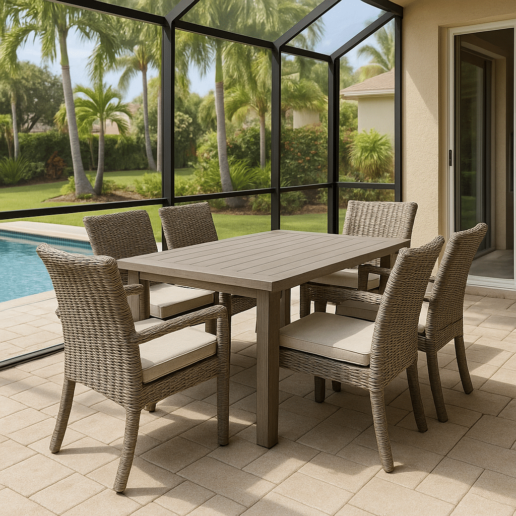 Screened Enclosure Dining Sets for a Palm Beach County outdoor patio